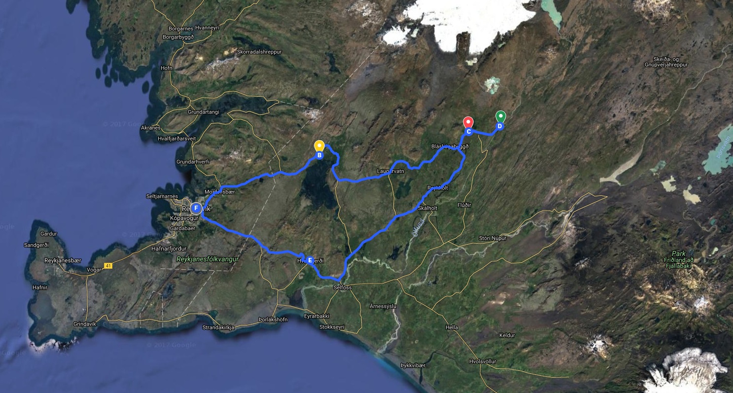 黄金圈下午团路线