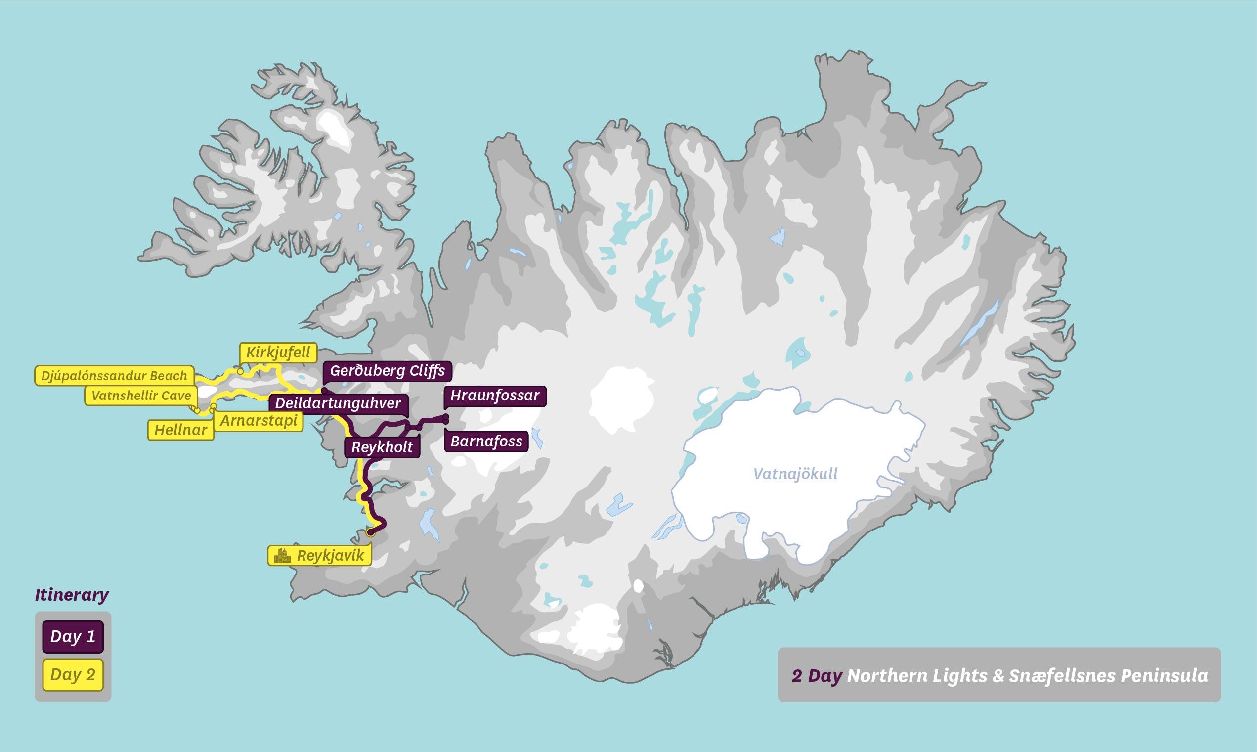 斯奈山半岛2日团行程路线